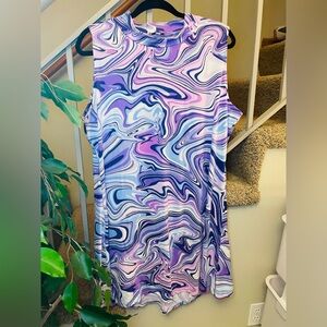 ✨NWT Purple Swirl Ultra Soft Sleeveless Mock Neck Dress w Pockets